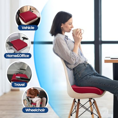 SweetSlubr Seat Cushion, Chair Pad, Memory Foam Tailbone Pain Relief - color: Red, size: Large