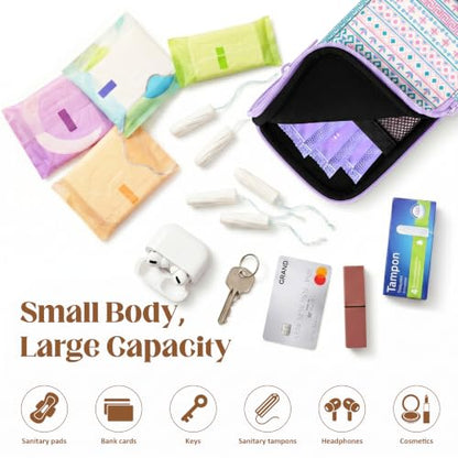 2PCS Tampon Holder Zipper Pouches Portable Period Bags - color: Bohemia