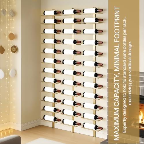 5-Pack 59inch Bar Liquor Bottle Display Shelf Holds 60 Bottles Wall Mount Wine Rack Wine Storage Organizer Display Holder for Kitchen Home Bar Cafe