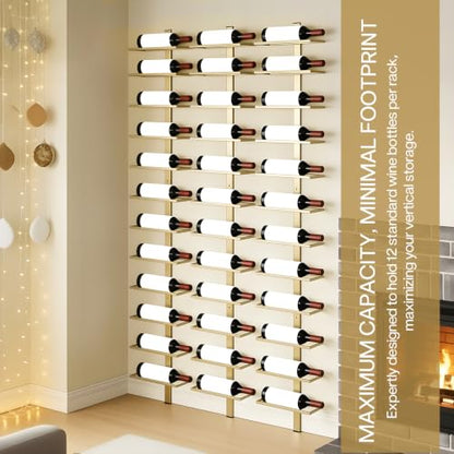 5-Pack 59inch Bar Liquor Bottle Display Shelf Holds 60 Bottles Wall Mount Wine Rack Wine Storage Organizer Display Holder for Kitchen Home Bar Cafe