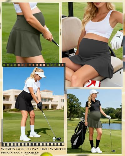 3 Pack Maternity Skirts Tennis Skorts - color: Olive, Gray, Black, size: X-Small