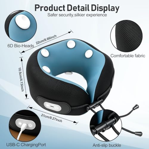 Travel Neck Pillow with Heat & Massage,Neck Massager with 8-Point Vibration