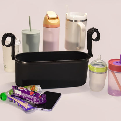 Silicone Stroller Organize, 40 oz Cup Holders, Waterproof & Easy-Clean, BPA-Free Caddy with Phone Pocket & Storage, Universal Anti-Slip Straps Fit UPPAbaby, Bugaboo, Nuna, Doona & Most Strollers