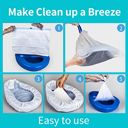 MINIVON Bedpan Liners with Super Absorbent Pads - Value Pack 30 Count - Bed pan Bag Disposable Pulling String, Medical Grade & Universal Fit Bed Pan, for Bedridden Patients, Elderly Senior, Bedbound