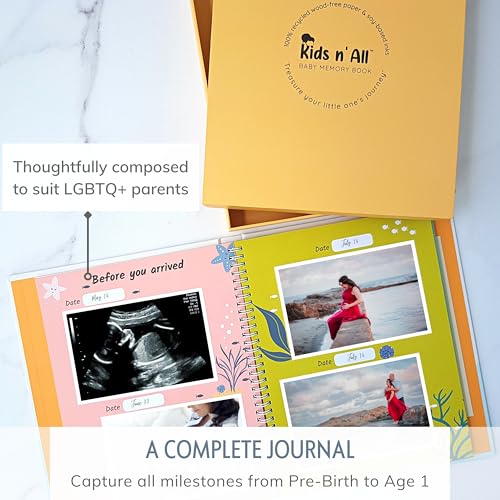 Baby's First Year Book, Gender-Neutral Ocean Baby Memory Book and Keepsake - color: Mystical Ocean