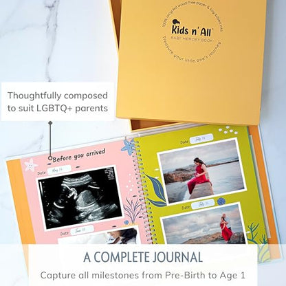 Baby's First Year Book, Gender-Neutral Ocean Baby Memory Book and Keepsake - color: Mystical Ocean