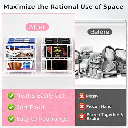 Stackable Chest Freezer Organizer Bins - White, 4 PCS - color: White