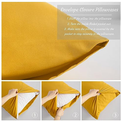 NTBAY Body Microfiber Pillowcases, Set of 2, Ginger Yellow - color: Ginger Yellow, size: Body (20"x54")