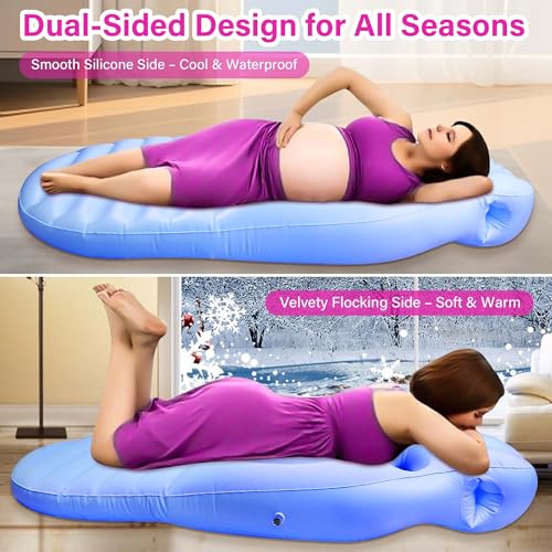 Inflatable Pregnancy Pillow with Belly & Head Hole,Pregnancy Float - color: Blue 1