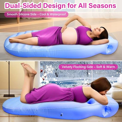 Inflatable Pregnancy Pillow with Belly & Head Hole,Pregnancy Float - color: Blue 1