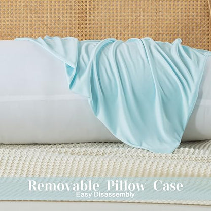 WhatsBedding Memory Foam Body Pillow with Cover, Long Bed Pillow for Adults - color: White Pillow+ Cooling Blue Pillowcase