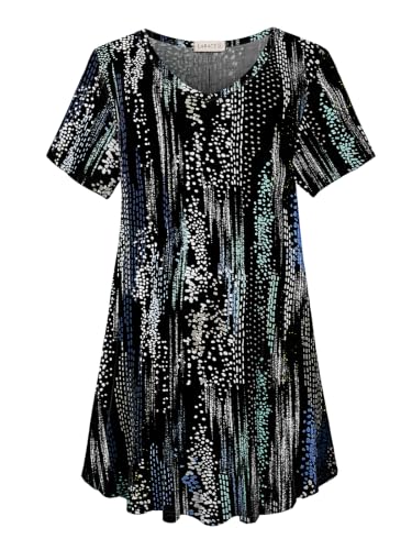 LARACE Womens Plus Size Tops V Neck Short Sleeve Shirts Summer Tunic Tops - color: A-ambilight61, size: 3X