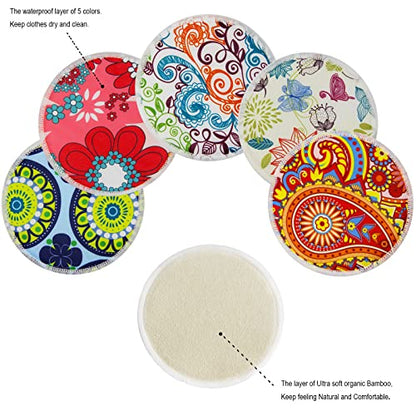 PINOWU Nursing Pads, Large 4.7", 10 Washable Pads - color: Multicolor