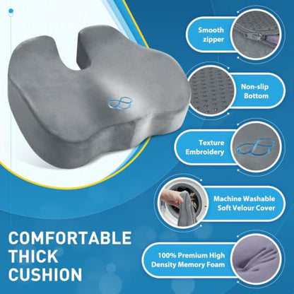 BlissTrends Thick Seat Cushion for Office Chair & Car Seat, XL, LightGrey - color: Light Grey, size: X-Large