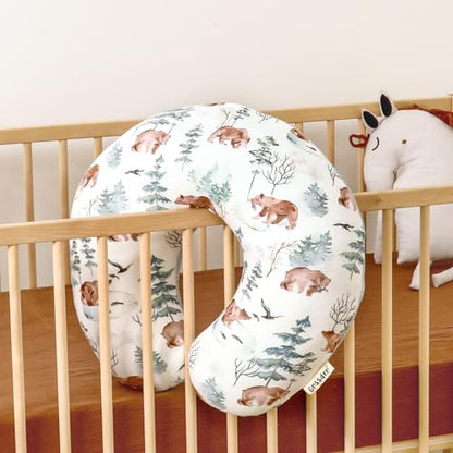 GRSSDER Nursing Pillow Cover, Stretchy Soft Minky Fabric Covers, Fit Most Nursing Support Pillows for Breastfeeding, Comfortable Safe Pillow Cover, Stylish Cute Bear Pattern - color: Cute Bear