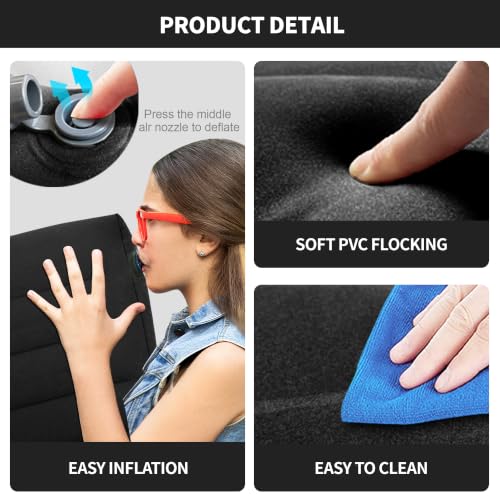 Inflatable Wedge Pillow for Travel, Camping & Indoor Sleep - color: Drak