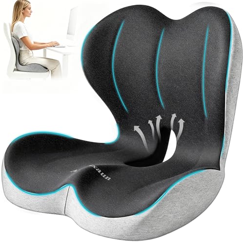 Memory Foam Seat Cushion for Office Chair and Car Seat - color: Dark Gray&light Gray