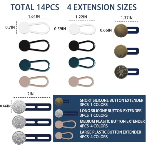 14PCS Button Extenders for Jeans,Pants Button Extender for Women Men,2Style - color: Style C_14PCS, 2 Styles