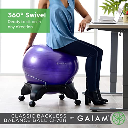 Gaiam Classic Backless Balance Ball Chair, Charcoal - color: Charcoal, style: Backless