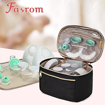 Fasrom Wearable Breast Pump Bag, Portable Pump Carrying Case for Moms - color: Black