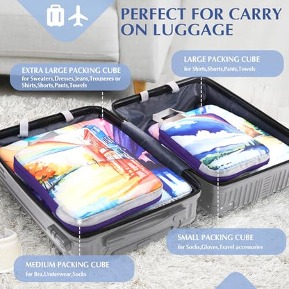 Gonex 4-Piece Compression Packing Cubes, Expandable Travel Organizers - color: Rainbow, size: 4 Set