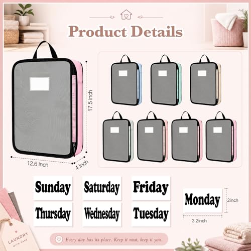 7 Pcs Packing Cubes for Travel Days of Week, Pastel, L - color: Pastel, size: L