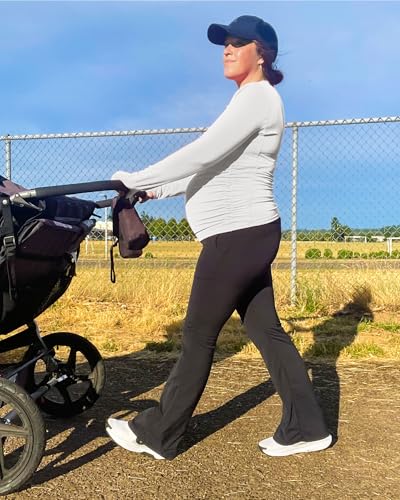 G4Free BareFeel Pregnancy Workout Tops Maternity Long Sleeve Shirts Ruches - color: White, size: Medium