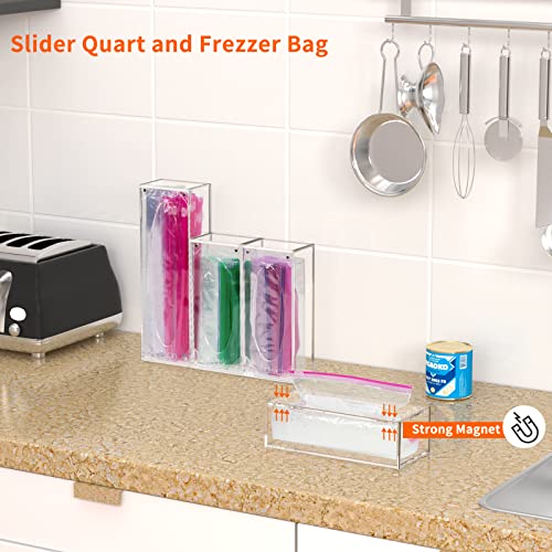 FEMELI Food Bag Storage Organizer Acrylic Kitchen Drawer Baggie Box Clear - style: 4 count-clear
