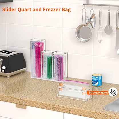 FEMELI Food Bag Storage Organizer Acrylic Kitchen Drawer Baggie Box Clear - style: 4 count-clear