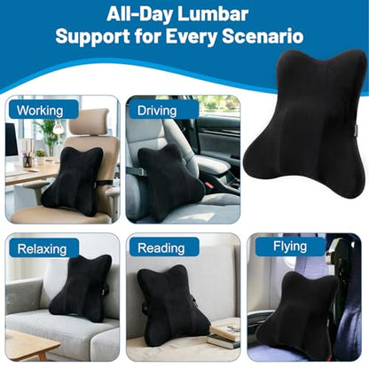 Lumbar Support Pillow, Memory Foam Back Cushion for Car & Office Chair - Black - color: Black