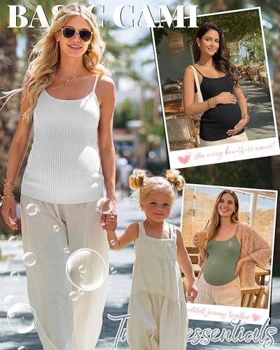 4 Pack Maternity Tank Tops - color: Gray Green, Coffee, White, Black, size: Large