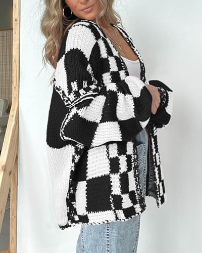 BTFBM Casual Cardigan Sweater for Women Fall 2026 Long Sleeve Sweaters - color: Black, size: X-Large