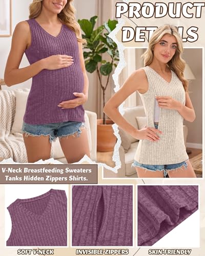 3 Pack Women's Nursing Tank Tops - color: Black, Fuchsia, Apricot, size: Small