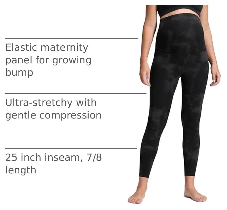 CRZ YOGA Maternity Leggings 25" - color: Black Tie Dye, size: Medium