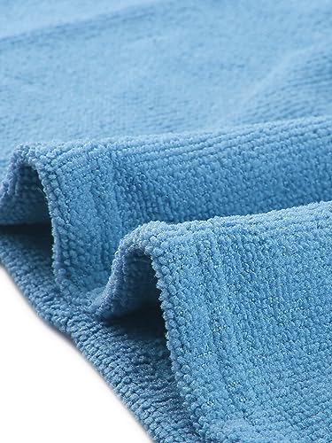 cheibear Women Terry Towel Dress Wrap Bathrobe with Pockets Headband - color: Blue, size: X-Small