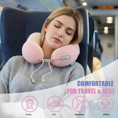 Travel Neck Pillow,Memory Foam Airplane Pillow, Pink - color: Pink
