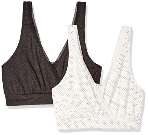 Playtex Women's Nursing Pullover Sleep Bra 2-Pack US02PK - color: Micro Dot Print/Black, size: Small