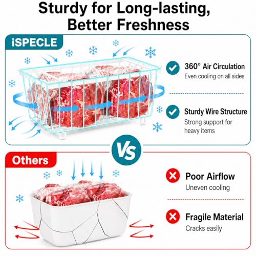 iSPECLE Chest Freezer Organizer Bins - Small Baskets for 7 Cu.Ft, 6 Pack - color: 6-Pack White