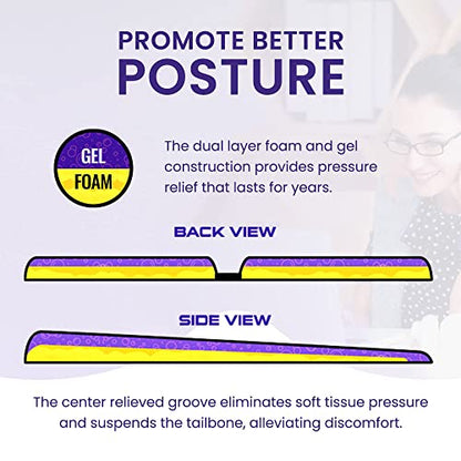 GSeat Elite Orthopedic Gel and Foam Seat Cushion for Coccyx, Back, Tailbone, Prostate, Postnatal, and Sciatica - Gray - color: Gray