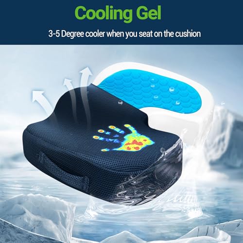 Season Guard Gel Memory Foam Seat Cushion for Tailbone Pain Relief, Blue - color: Blue, style: Mesh