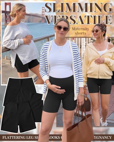 Ficerd 3 Pack Maternity Pajama Lounge Shorts - color: Black, Black, Black, size: XX-Large