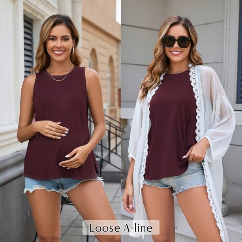 Ecavus 3-Pack Nursing Tank Tops, Hidden Zippers Breastfeeding Shirts - color: Heather Wine+heather Green+black, size: Small