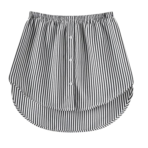Girstunm Adjustable Shirts Extender Underskirt - color: Black Stripe, size: X-Large