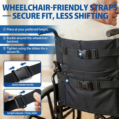 Blue Jay Memory Foam Lumbar Support for Wheelchair - Orthopedic Back Cushion for Elderly, Posture Correction & Lower Back Pressure Relief - Breathable Mesh