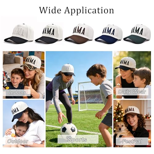 Women’s Mama Trucker Hat Trendy, Embroidered Adjustable Mom Baseball Cap, Two-Tone Ponytail Hat for Outfits - color: Green