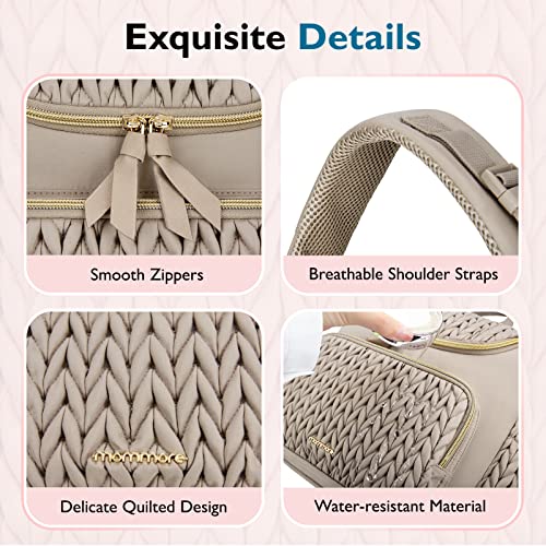 mommore Diaper Bag Backpack, Stylish Mini Baby Bag with Changing Pad - color: Brown Taupe, size: Small