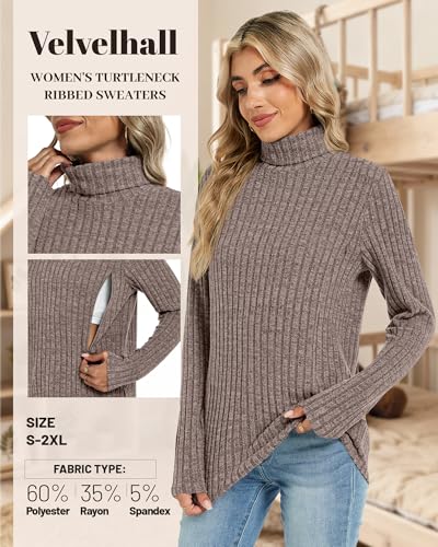 3 Pack Womens Turtleneck Nursing Tops Ribbed Sweaters - color: Coffee, Apricot, Black, size: X-Large