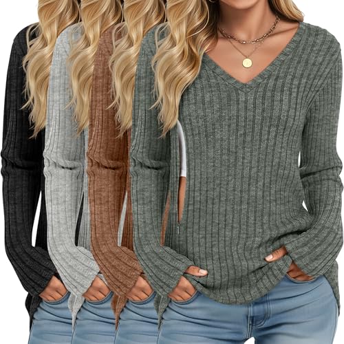 4 Pack Women's Maternity Nursing Tops - color: Black, Light Gray, Coffee, Army Green, size: Small