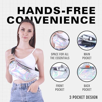 SoJourner Waterproof Holographic Fanny Pack, Silver - color: Holographic - Silver