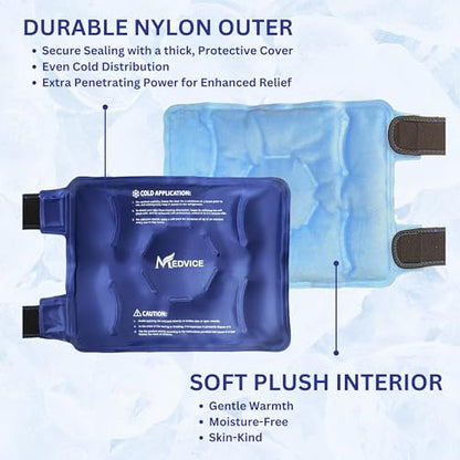 Medvice Knee Ice Pack Wrap with Cold Compression for Pain Relief, Swelling